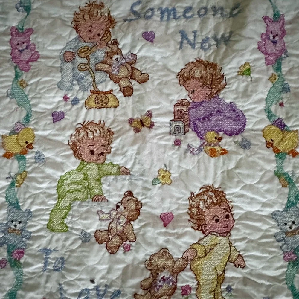 Delightful‎ Baby Quilt with Embroidered Characters